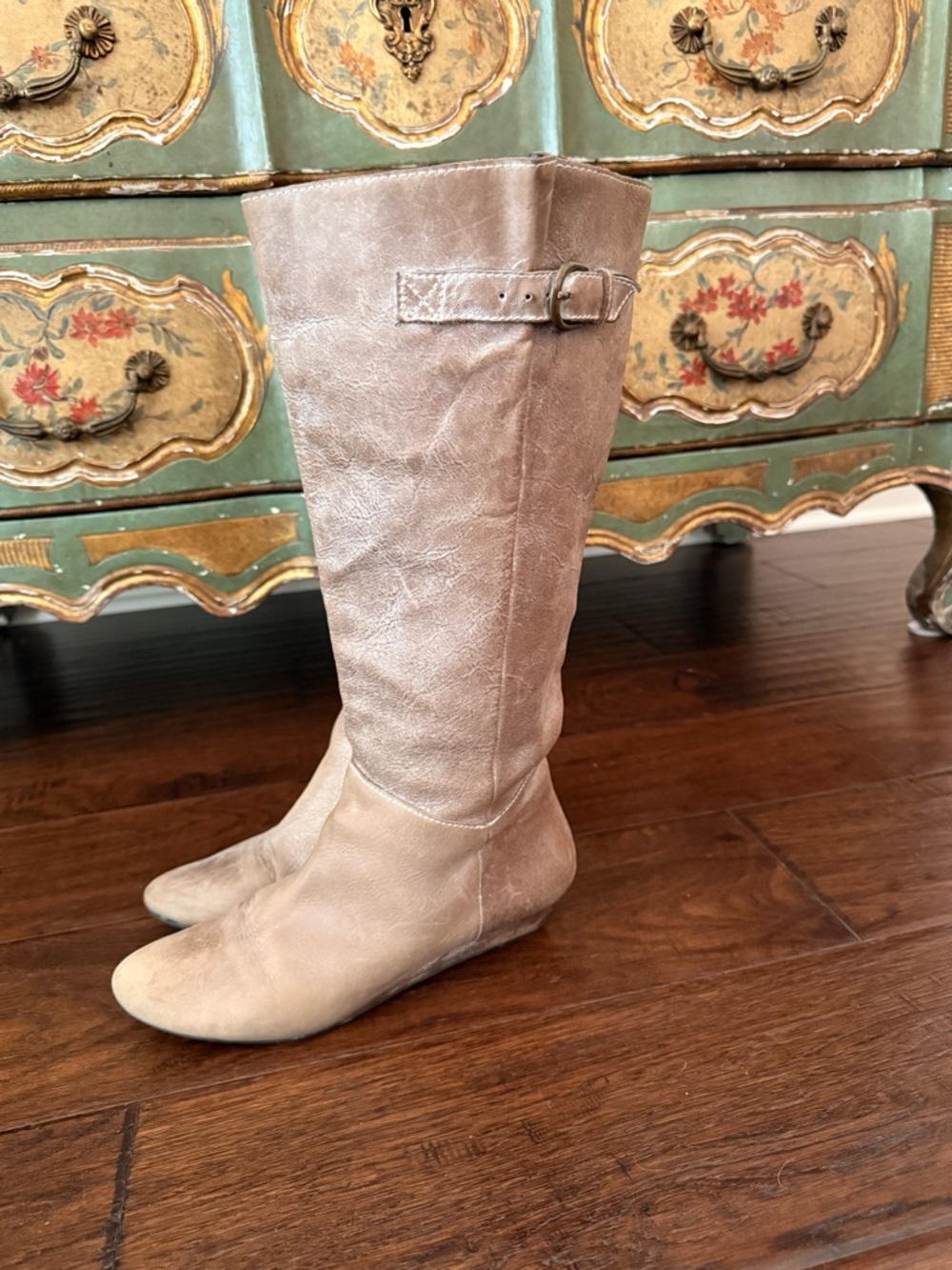 Steve Madden Taupe Leather Knee-High Boots
